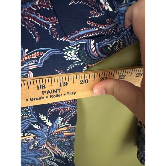 NWT‎ Lauren Ralph Lauren Floral Jersey Dress Sz 14 Stretch Navy Blue Long Sleeve - Picture 10 of 12